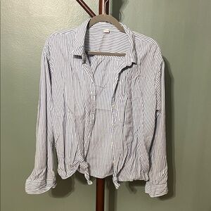 Old Navy Women's Blue Striped Button Down Shirt